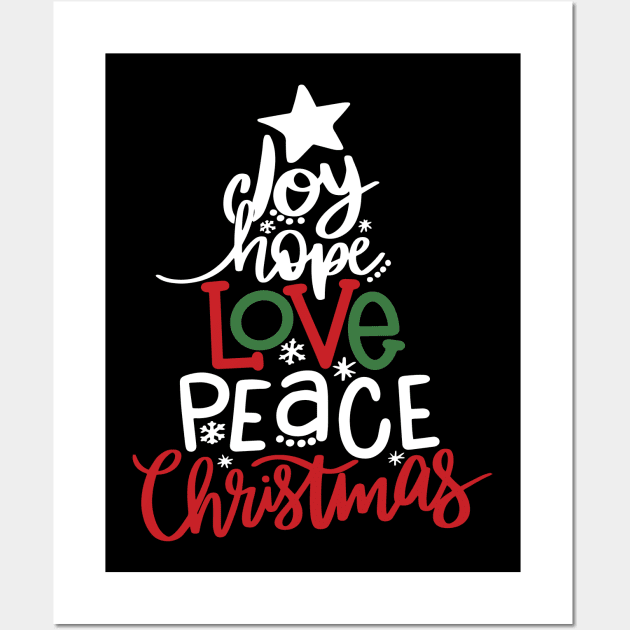 Joy Hope Love Peace Christmas Wall Art by Jsimo Designs